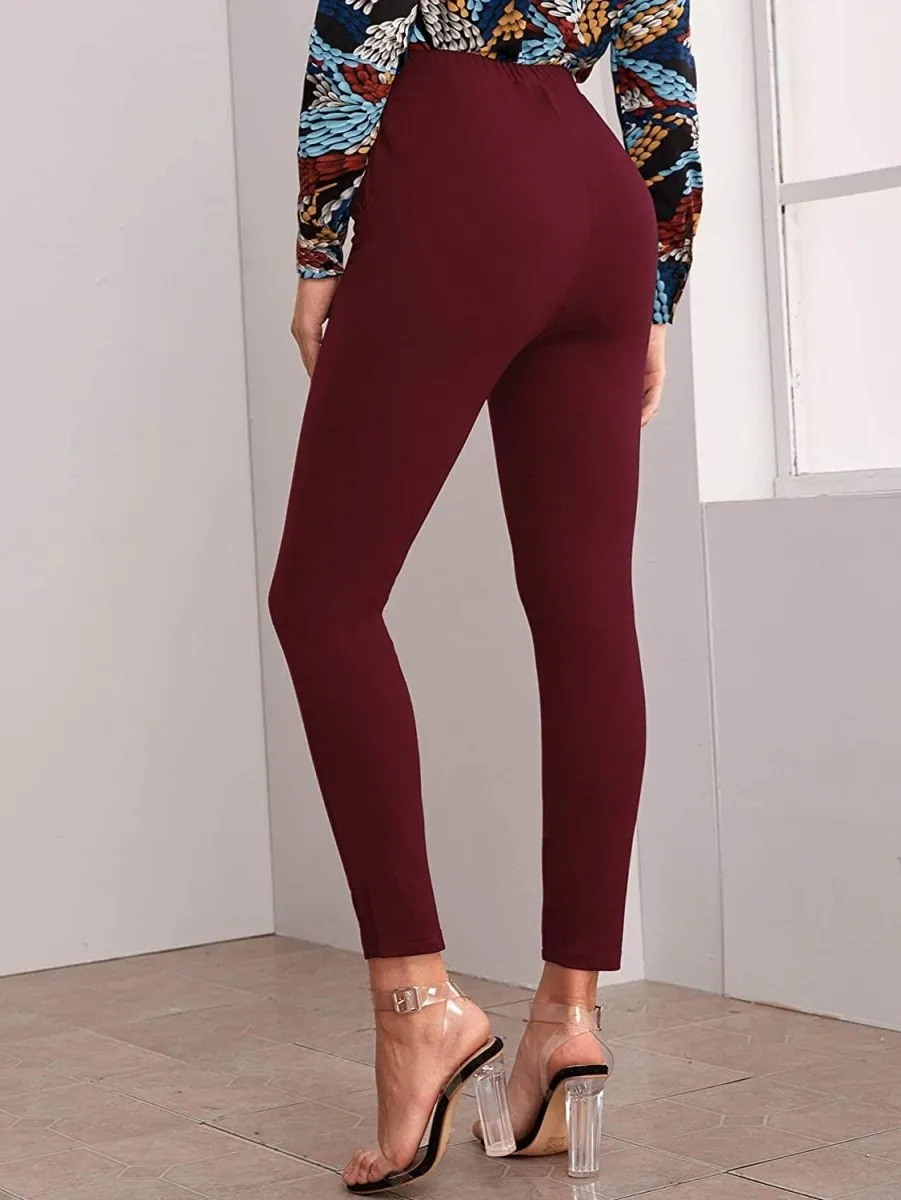 Women's Stretchy Workwear Office Skinny Pants with Belt