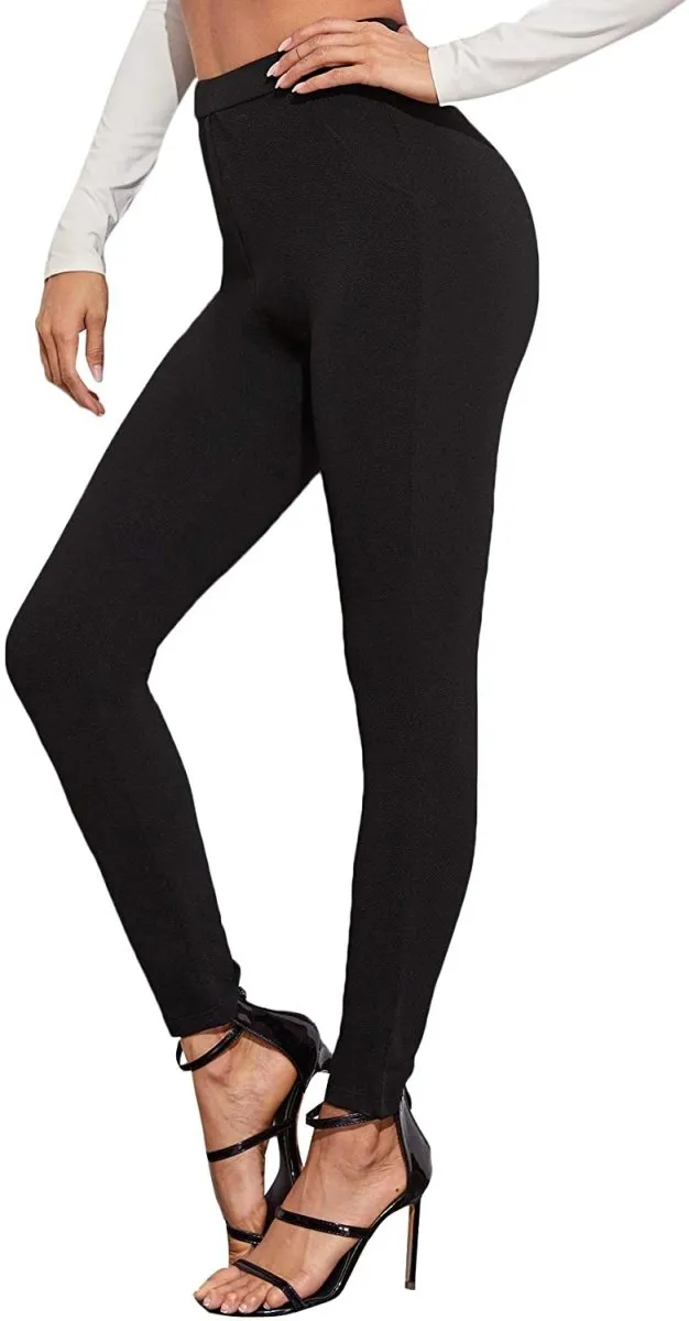 Women's Stretchy Workwear Office Skinny Pants with Belt