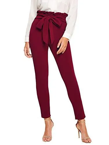 Women's Stretchy Workwear Office Skinny Pants with Belt