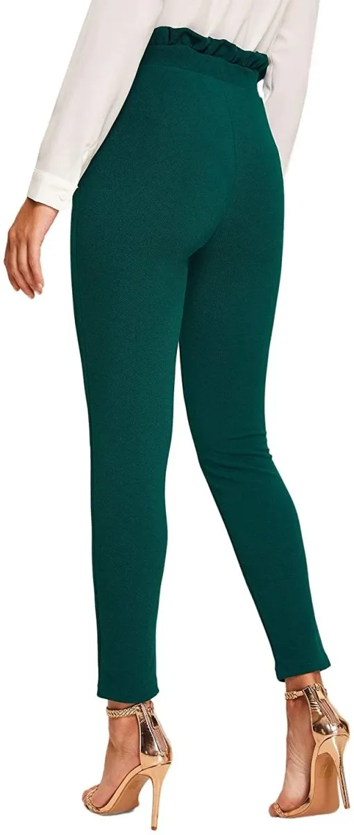 Women's Stretchy Workwear Office Skinny Pants with Belt