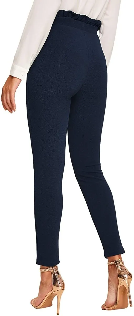 Women's Stretchy Workwear Office Skinny Pants with Belt