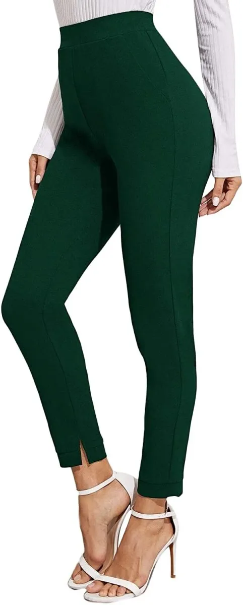 Women's Stretchy Workwear Office Skinny Pants with Belt