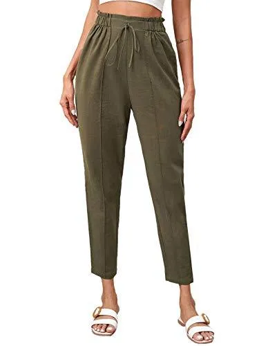 Women's Stretchy Workwear Office Skinny Pants with Belt