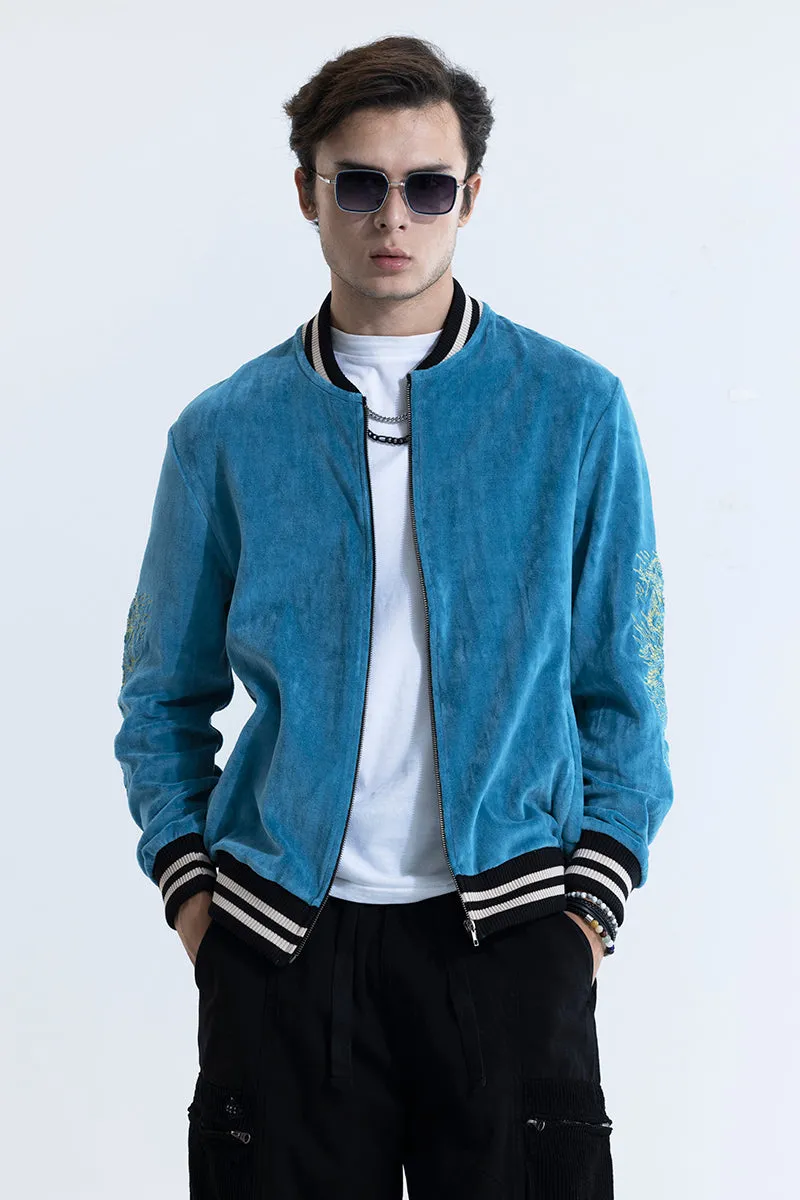 Yakuza Blue Sukajan Bomber Jacket