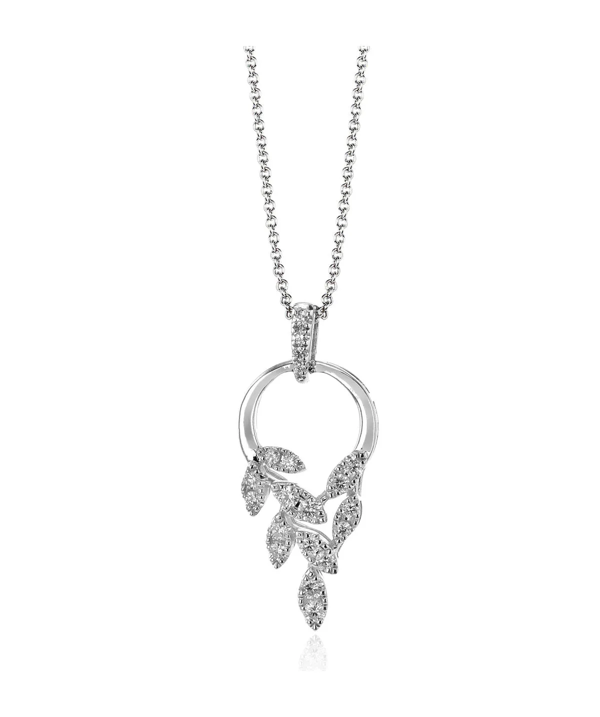 Zeghani 14K WHITE GOLD DIAMOND PENDANT ON 18 ADJUSTABLE CHAIN